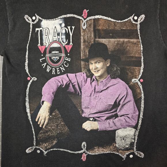 Vintage Tracy Lawrence Tshirt Large 90s Country Music Band Concert Singlestitch - Picture 2 of 11